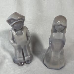 Mosser Glass Girl & Boy Milky Pink/ Lavender 4-1/2"